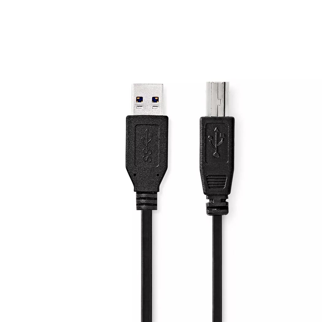Nedis – USB -Kabel | 3.2 Gen 1 USB-A-Mann USB-B-Mähne 5 Gbit / s Nickel -plattiert 2,00 m Runde PVC Schwarz Etikett, One Size