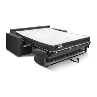 LINEA SOFA Schlafsofa mit Matratze 3-Sitzer Kunstleder - Schwarz - Liegefläche: 140 cm - Matratzenhöhe: 18 cm mit Memory Schaum - CALITO  