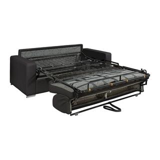 LINEA SOFA Schlafsofa mit Matratze 3-Sitzer Kunstleder - Schwarz - Liegefläche: 140 cm - Matratzenhöhe: 18 cm mit Memory Schaum - CALITO  