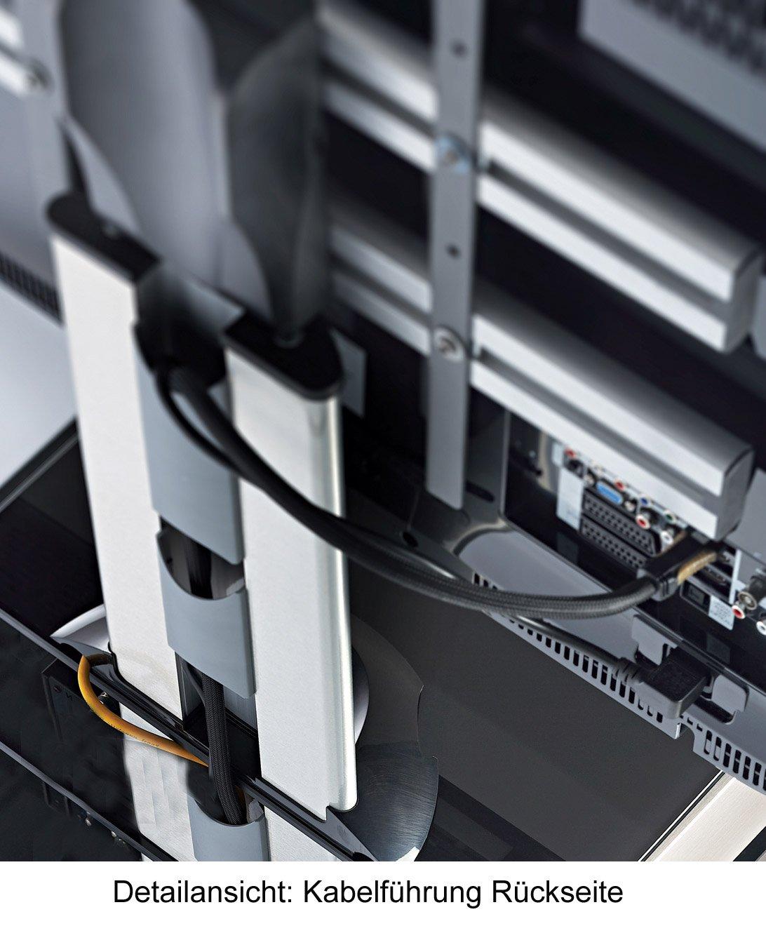 VCM TV Standfuß mit Zwischenboden aus ESG-Sicherheitsglas | Universal TV VESA | Rollen Ständer Fernseh | Rack Alu Glas rollbar | Maße ca. H. 100 x B. 60 x  