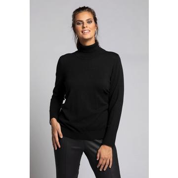 Pullover con collo dolcevita, alti orli a costine e maniche lunghe