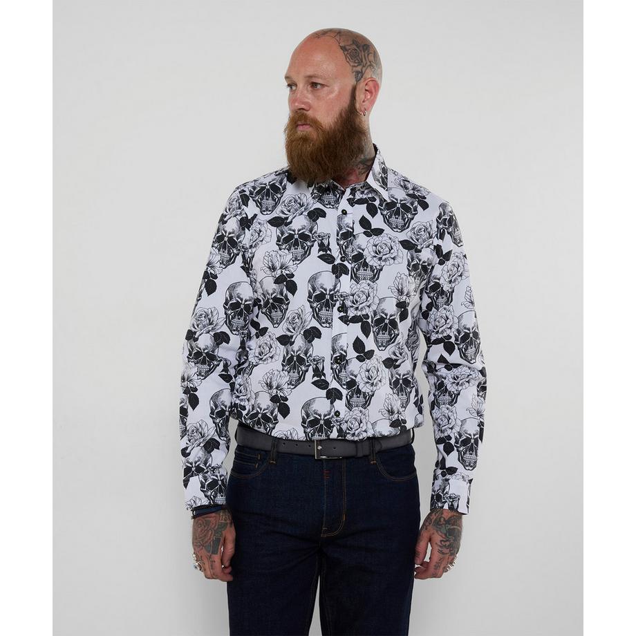 Joe Browns Hemd mit monochromem Totenkopf-Print  