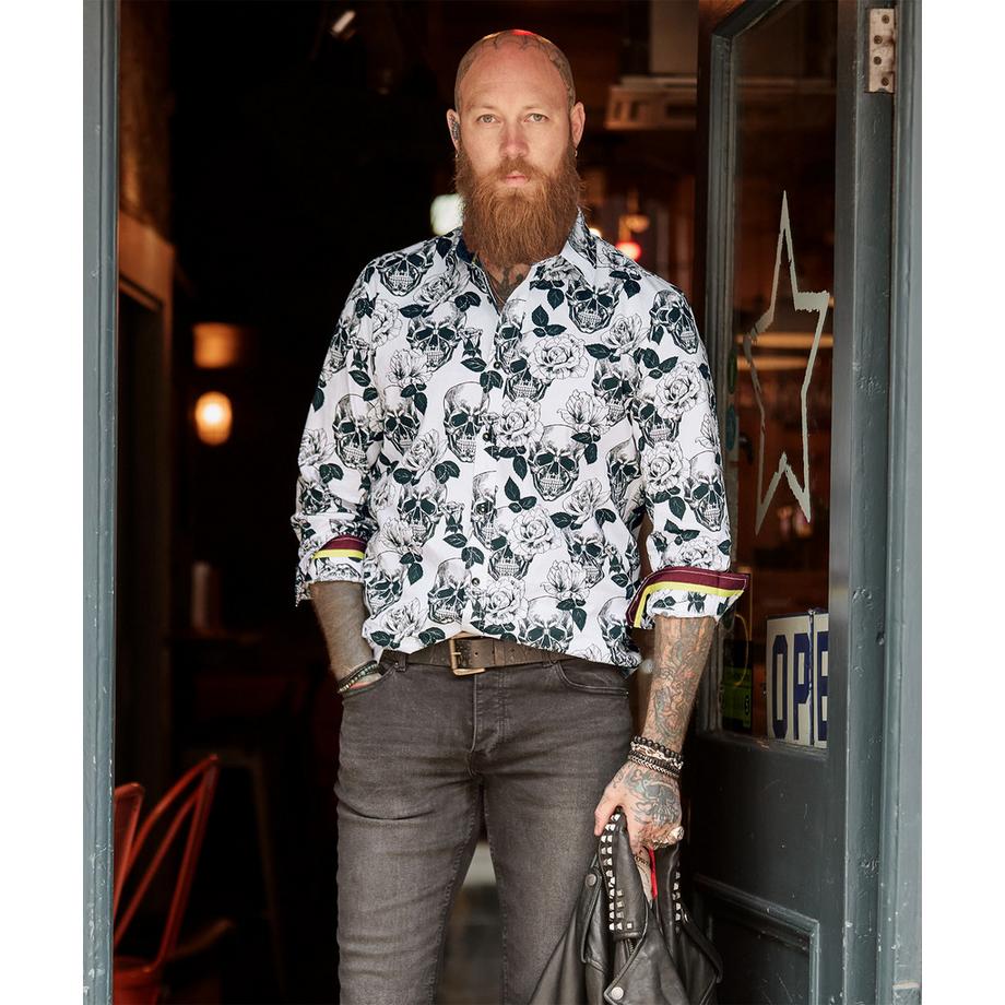 Joe Browns Hemd mit monochromem Totenkopf-Print  