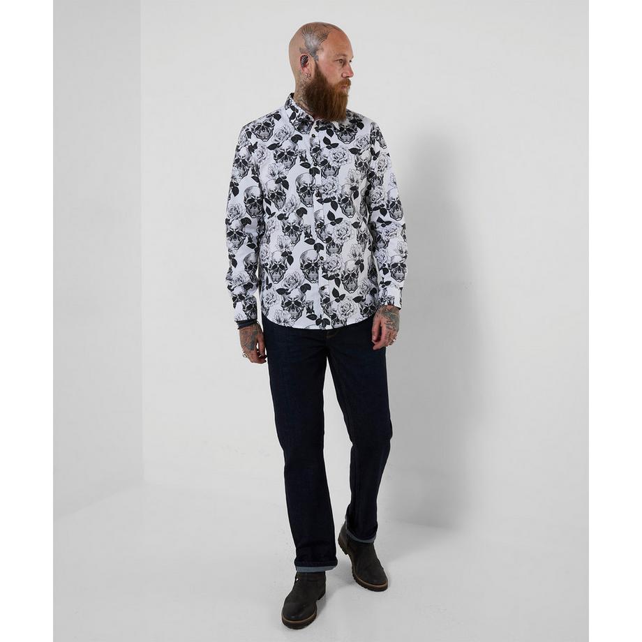 Joe Browns Hemd mit monochromem Totenkopf-Print  