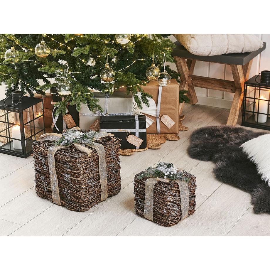 Beliani Lot de 2 décorations de Noël en Rotin  INARI  