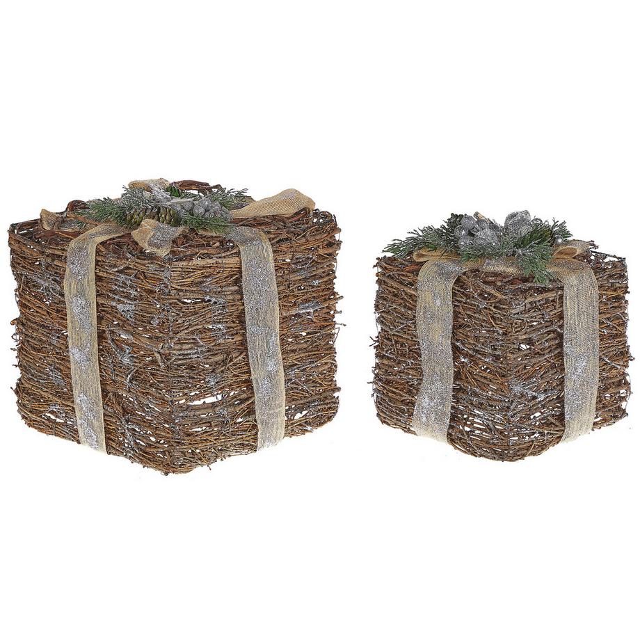 Weihnachtsdekoration 2er Set aus Rattan  INARI