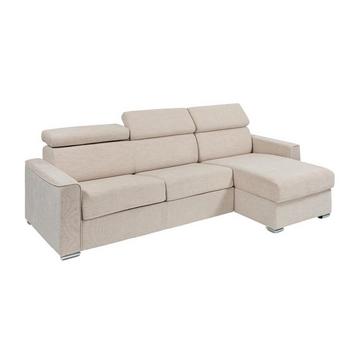 Ecksofa mit Matratze - Ecke wechselbar - Stoff - Beige - Liegefläche 140 cm - Matratze 22 cm - Memory Schaum - VIZIR