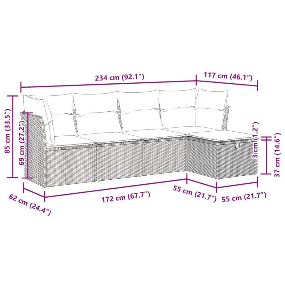 VidaXL Ensemble de canapés de jardin rotin synthétique  