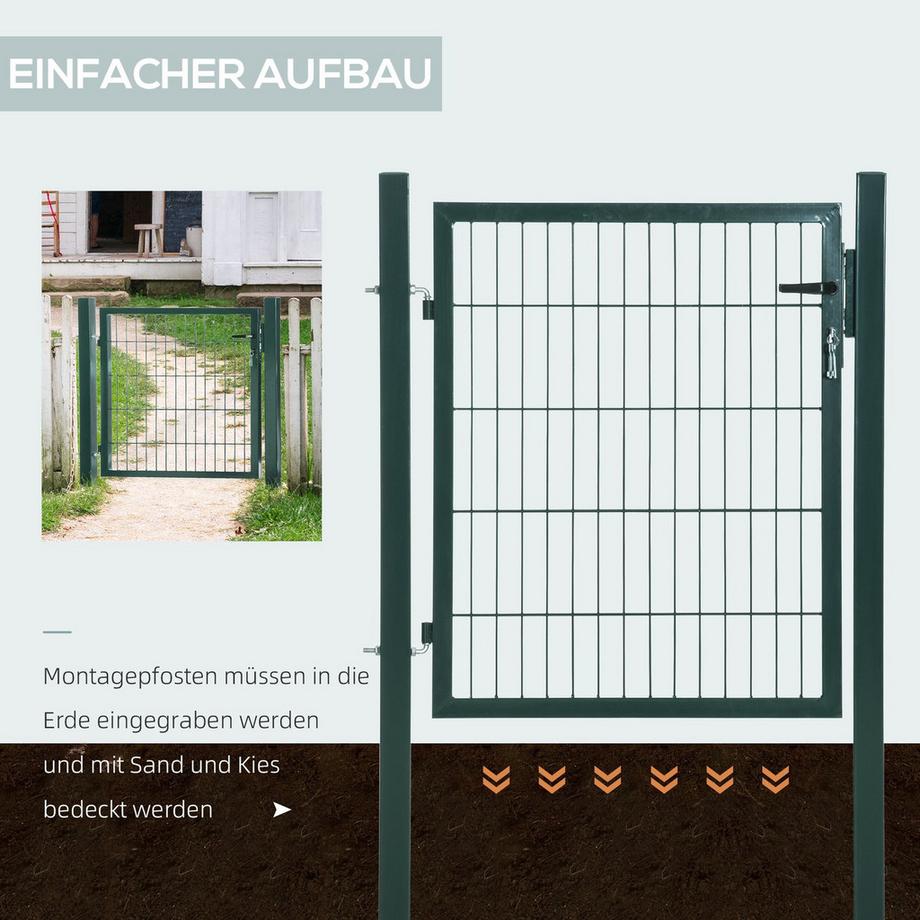 Northio  Gartentor Gartentür Zauntor Hoftür Aus Stahl Griff Schloss Und Schlüsseln 97 X 150 Cm Grün 