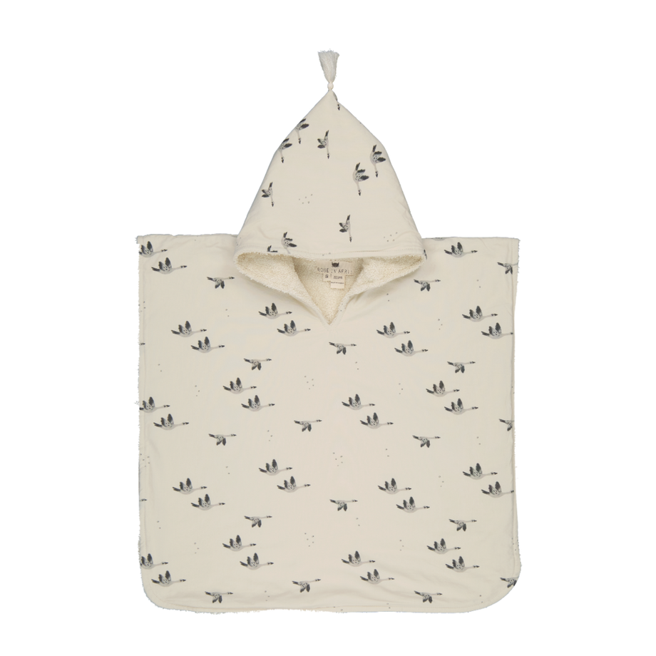 Rose in April  Natürliche Gans Poncho, 4-6 Jahre (M), 