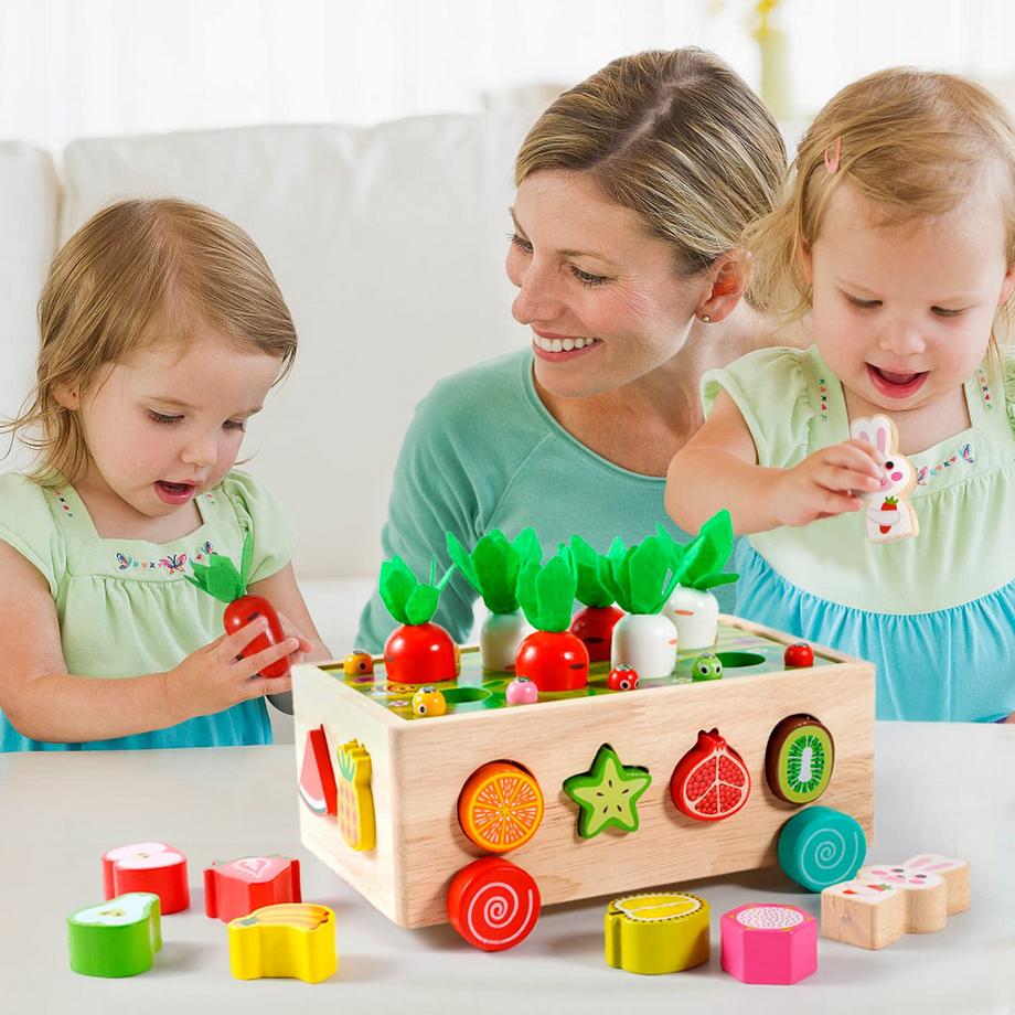 Activity-board  Jouet en bois 7 en 1 pour la motricité, cube éducatif à trier et à empiler 