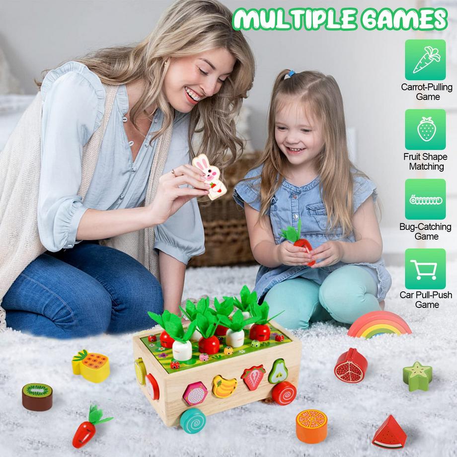 Activity-board  Jouet en bois 7 en 1 pour la motricité, cube éducatif à trier et à empiler 