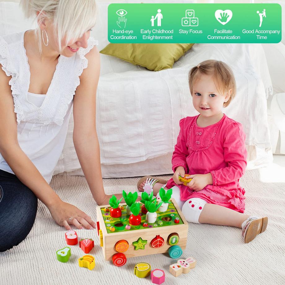 Activity-board  Jouet en bois 7 en 1 pour la motricité, cube éducatif à trier et à empiler 