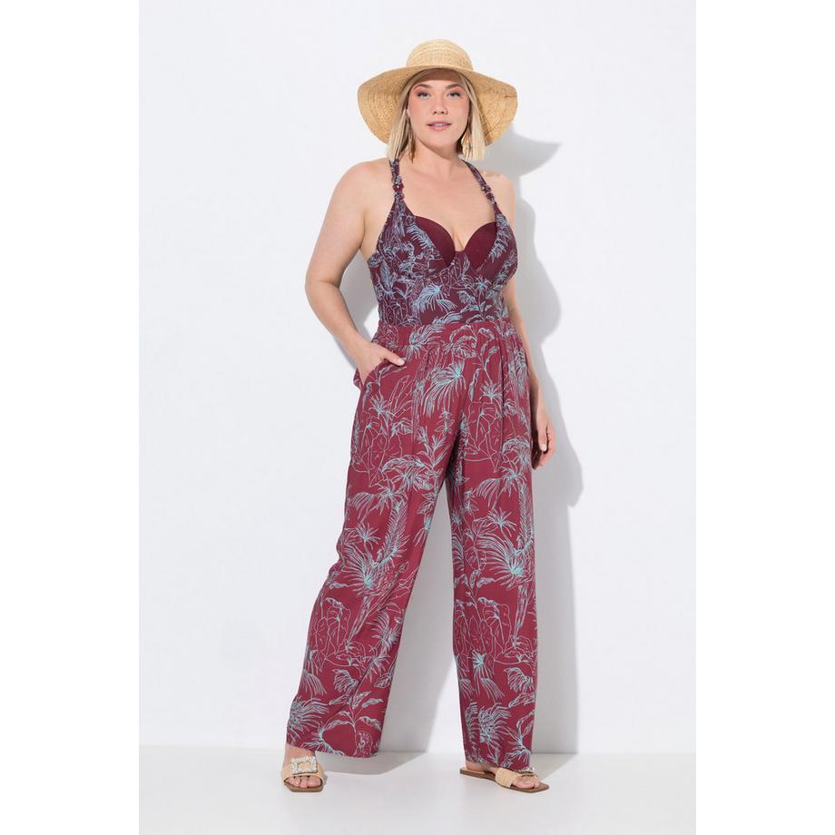 Ulla Popken Palazzohose Dschungel Weites Bein Elastikbund  