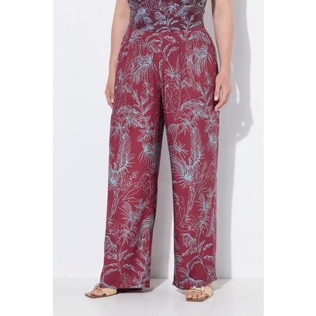 Ulla Popken Pantaloni Palazzo Stampa Jungle Gamba Larga Cintura Elastica  