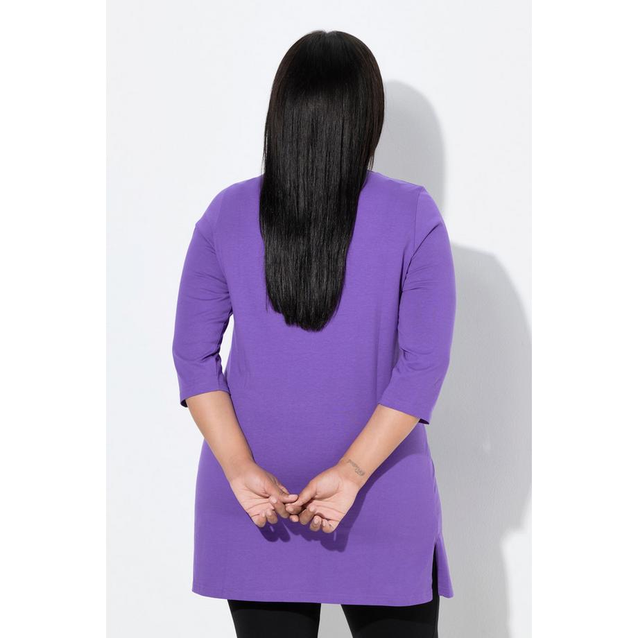 Ulla Popken Longshirt A-Linie Rundhalsausschnitt 3/4-Arm  