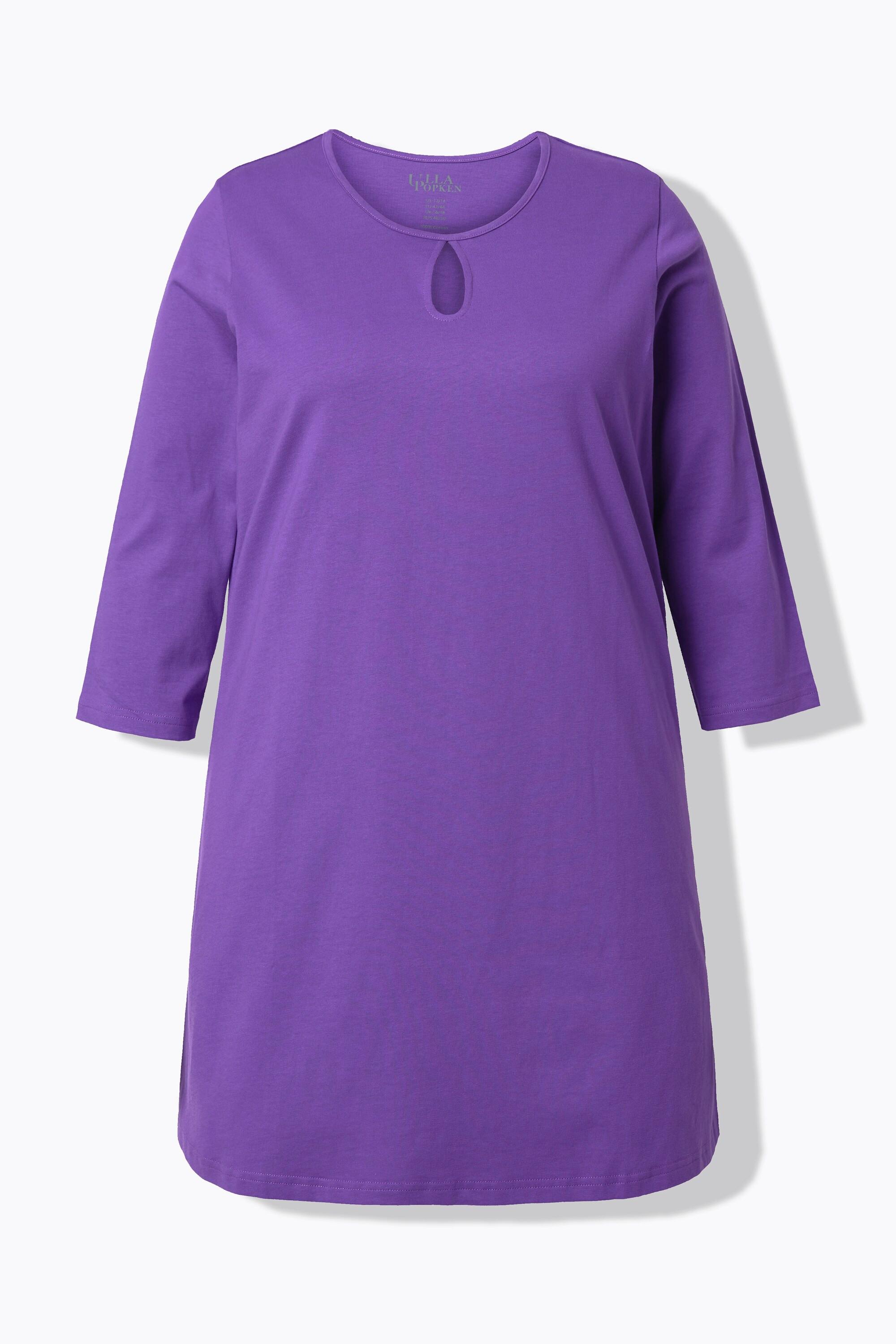 Ulla Popken Maglia Lunga Taglio Svasato Scollo Rotondo Maniche 3/4  