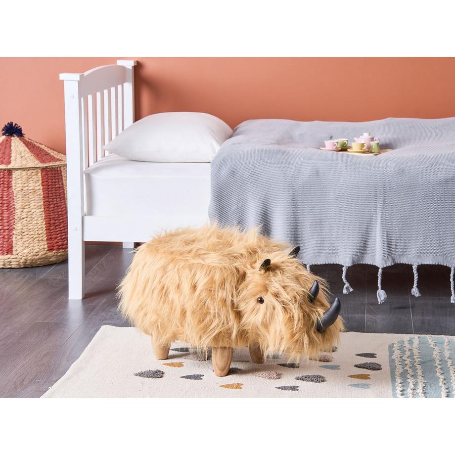 Beliani Tabouret animal en Fourrure synthétique Moderne WOOLLY  