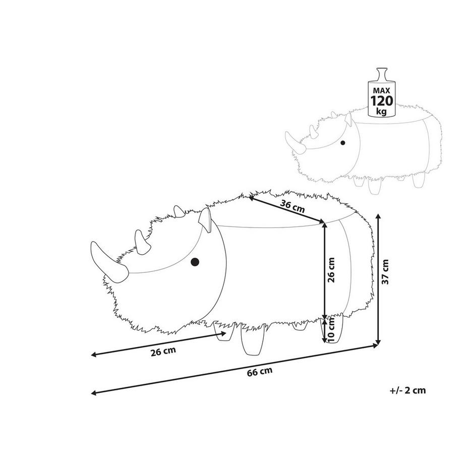 Beliani Tabouret animal en Fourrure synthétique Moderne WOOLLY  