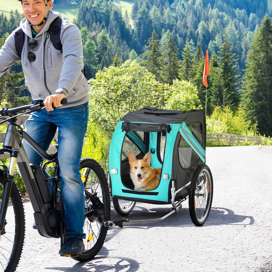 Northio  Remorque pour chien remorque de vélo transporteur de chien, tissu Oxford avec housse de pluie, respirant, vert, 130x73x90cm 