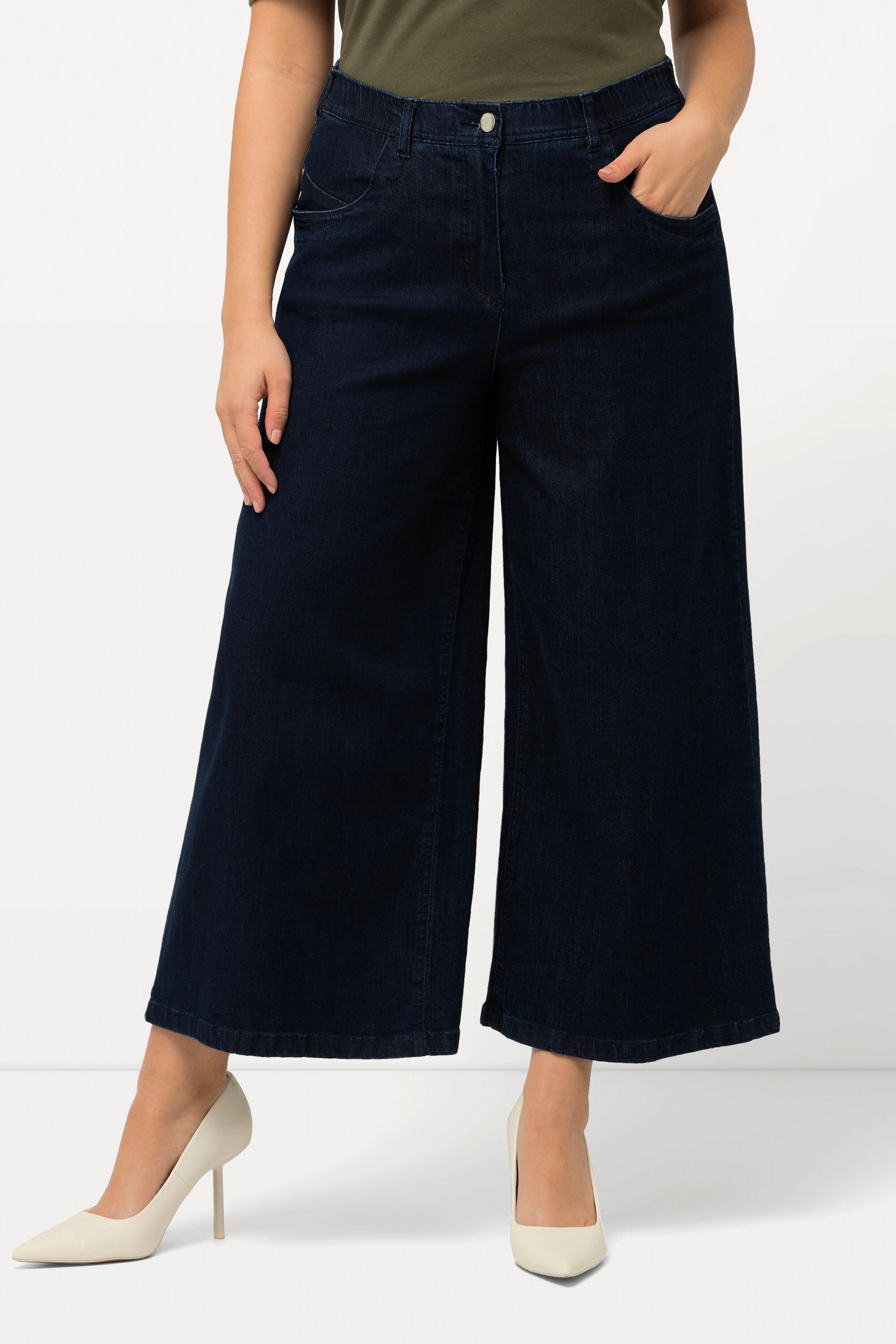 Ulla Popken  Culottes di jeans con taglio della gamba ampio e lungo fino al polpaccio 