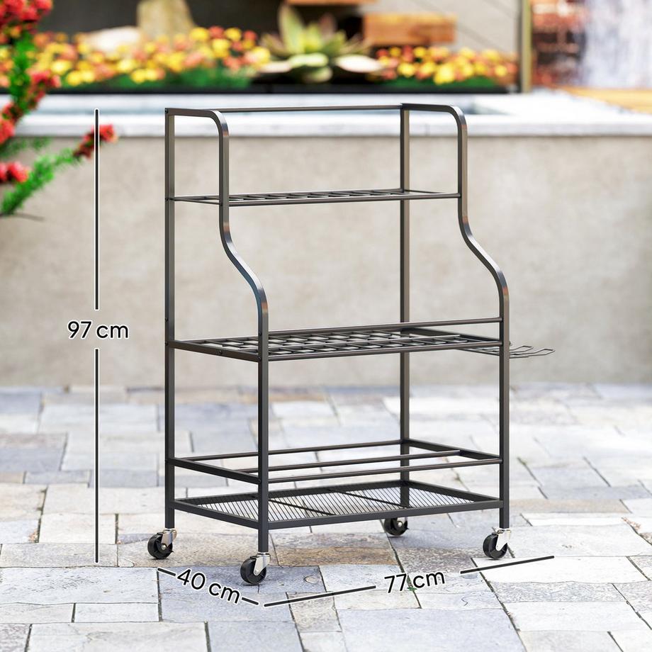 Northio Organisateur d'outils de jardin Support d'outils de jardin à 3 niveaux avec crochets Support d'outils de jardin jusqu'à 40 kg support d'appareil de charge support de balai polyvalent pour garage, hangar, 77x40x97cm noir Aosom  