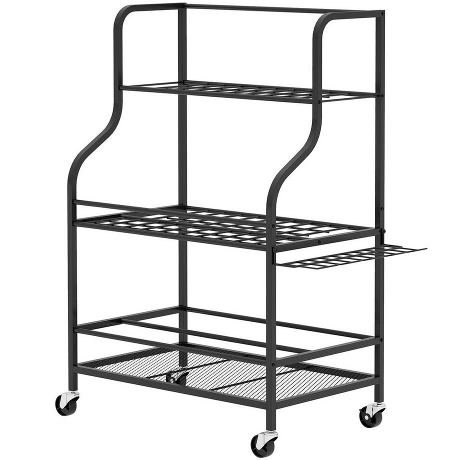 Organisateur d'outils de jardin Support d'outils de jardin à 3 niveaux avec crochets Support d'outils de jardin jusqu'à 40 kg support d'appareil de charge support de balai polyvalent pour garage, hangar, 77x40x97cm noir Aosom