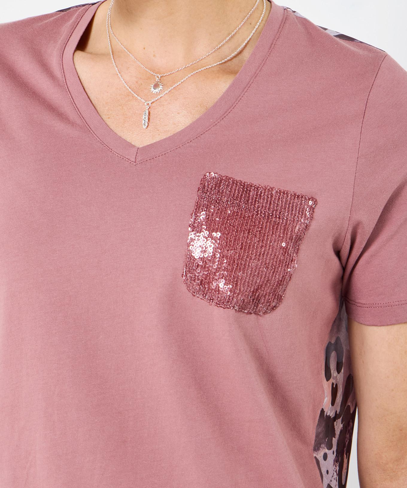 Joe Browns T-shirt rosa pallido con schiena floreale tessuta  