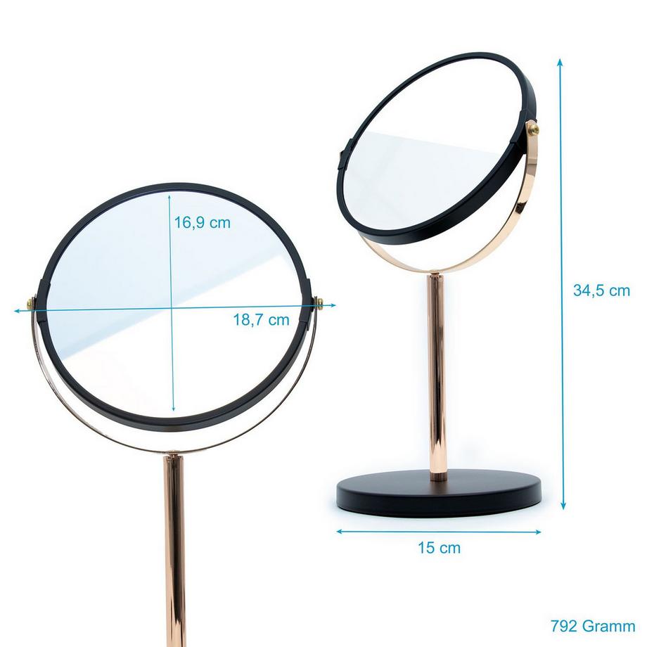 Intirilife  Schminkspiegel Kosmetik Tischspiegel mit 1x und 5x Vergrößerung 