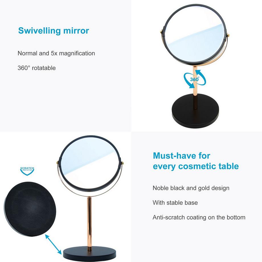 Intirilife  Schminkspiegel Kosmetik Tischspiegel mit 1x und 5x Vergrößerung 