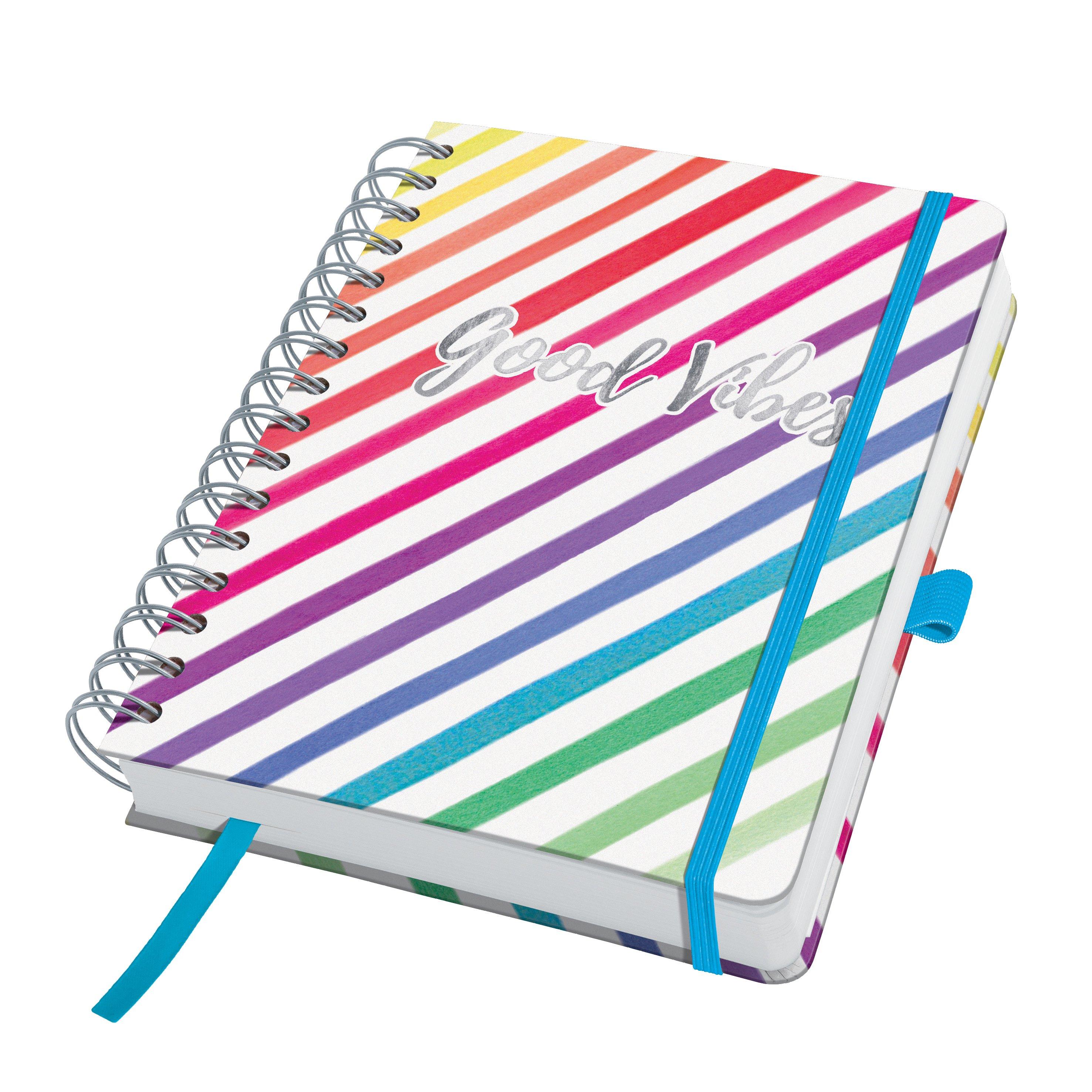 Sigel Taccuino spiralato Jolie - Light Rainbow Vibes - senza lineatura - 120 g/m² - circa A5 - bianco,  - hardcover - certificazione FSC  