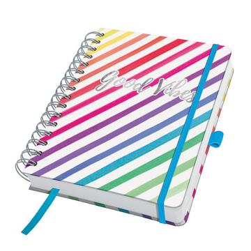 Taccuino spiralato Jolie - Light Rainbow Vibes - senza lineatura - 120 g/m² - circa A5 - bianco,  - hardcover - certificazione FSC