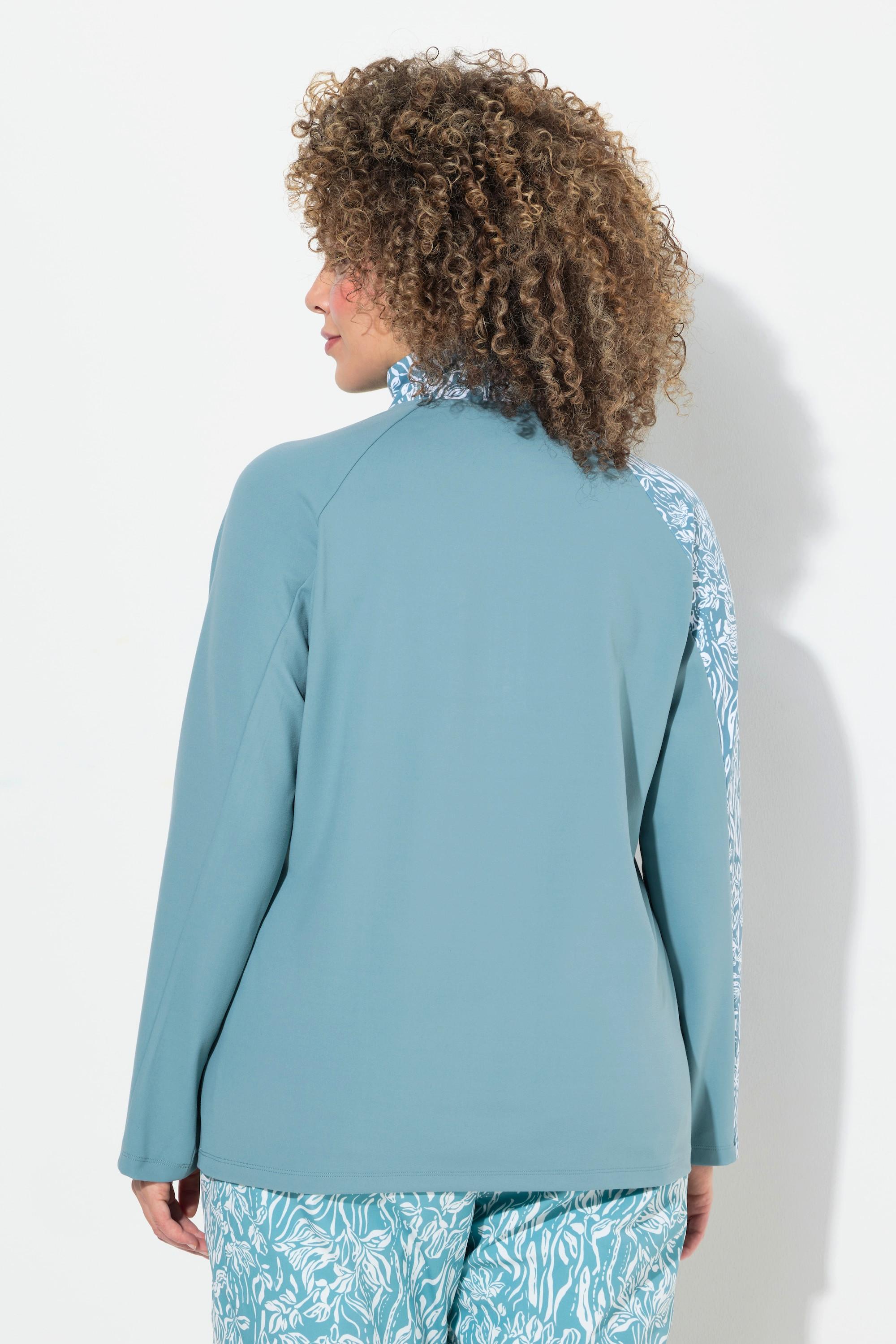 Ulla Popken Maglia Funzionale Slim Zip Collo Alto Manica Lunga  