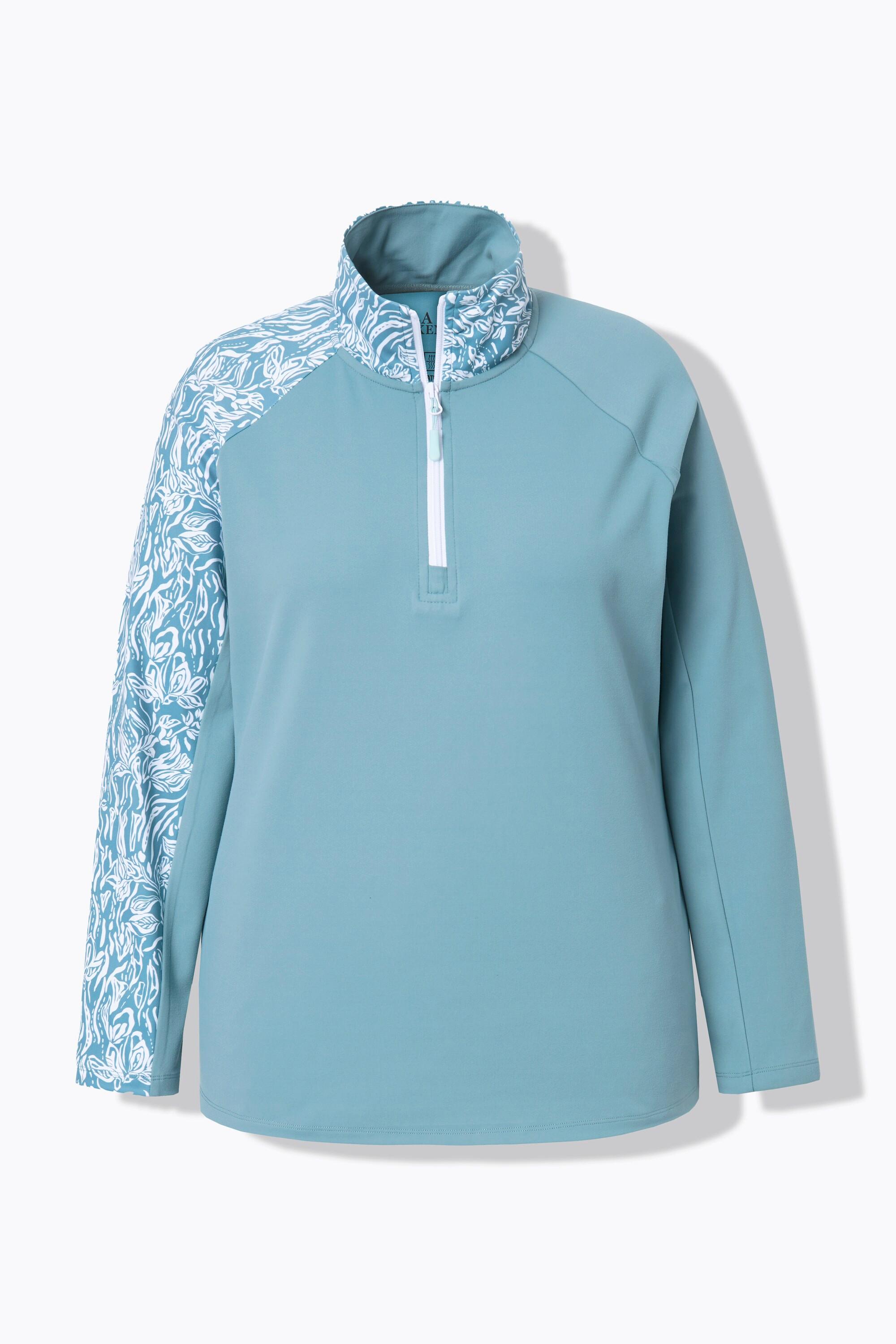 Ulla Popken Maglia Funzionale Slim Zip Collo Alto Manica Lunga  