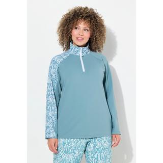 Ulla Popken Maglia Funzionale Slim Zip Collo Alto Manica Lunga  