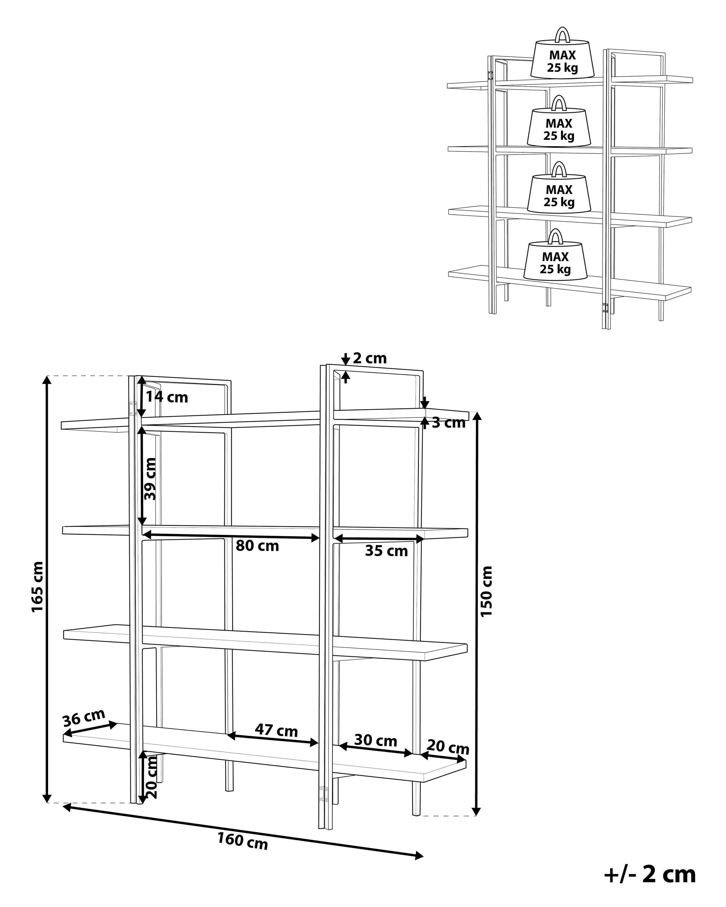 Beliani Bücherregal mit 4 Fächern aus MDF-Platte Industriell COMPTON  