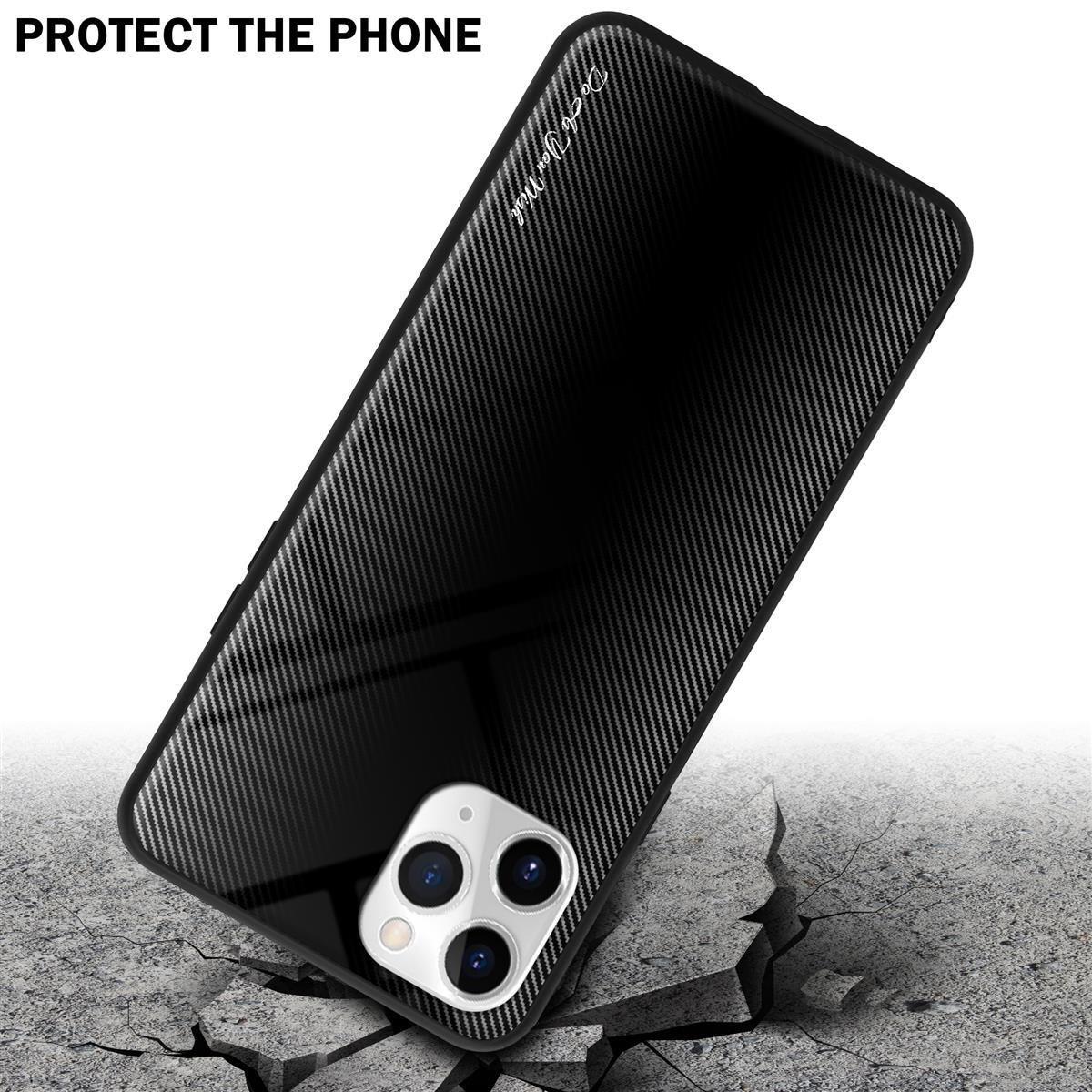 Cadorabo  Housse compatible avec Apple iPhone 11 PRO - Aspect rayé - Coque de protection en silicone TPU et dos en verre trempé 