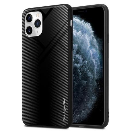 Cadorabo  Housse compatible avec Apple iPhone 11 PRO - Aspect rayé - Coque de protection en silicone TPU et dos en verre trempé 