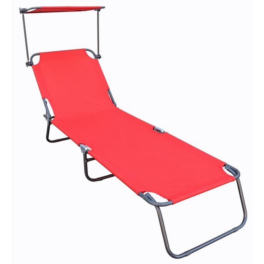 VCM Sonnenliege klappbar | Maße ca. L. 185 x H. 24 x B. 55 cm | Gartenliege faltbar | leicht und kompakt | Liegestuhl mit verstellbarem Sonnendach  