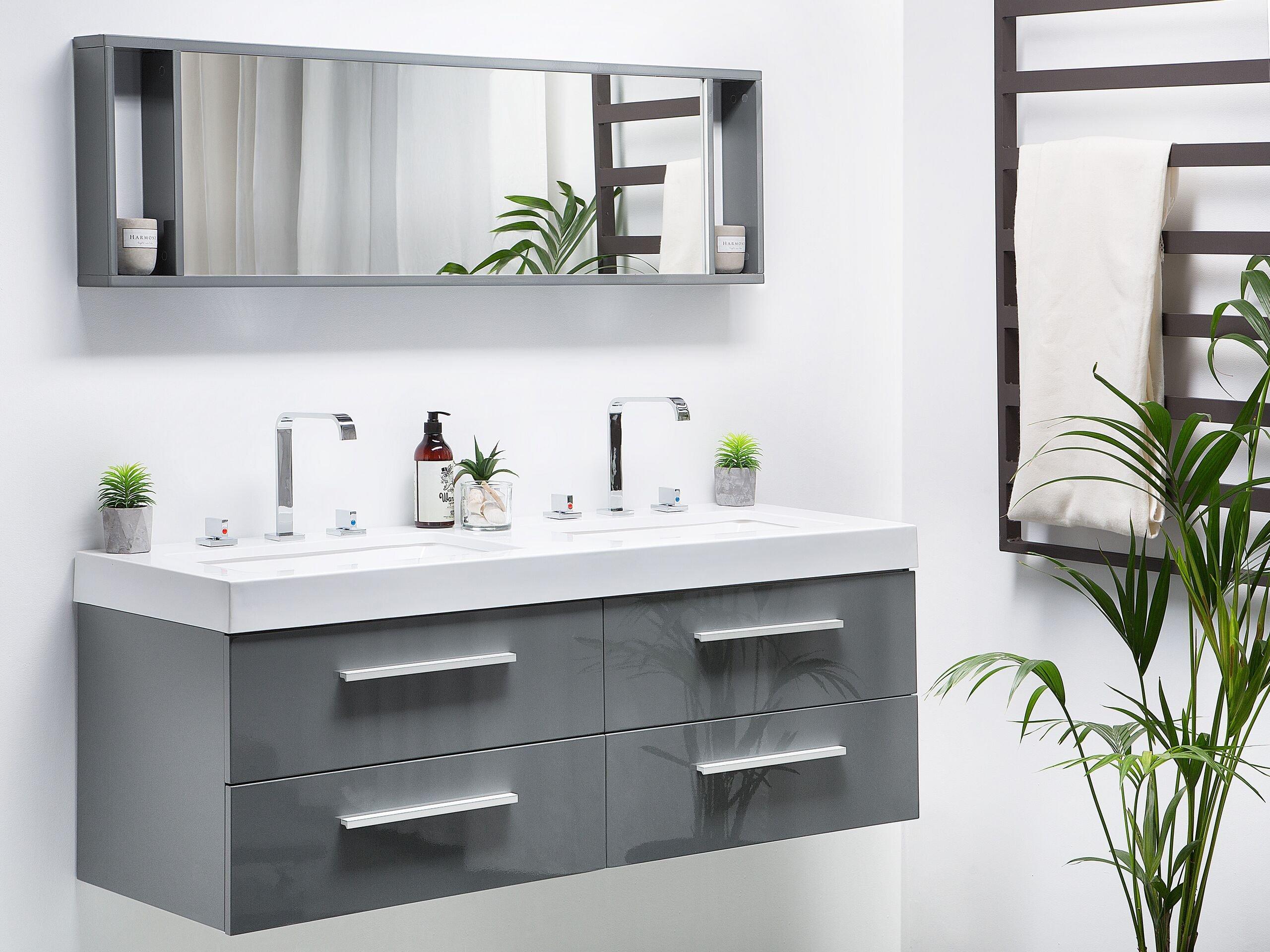 Beliani Badezimmerschrank mit Spiegel aus MDF-Platte Modern MALAGA  