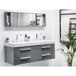 Beliani Badezimmerschrank mit Spiegel aus MDF-Platte Modern MALAGA  