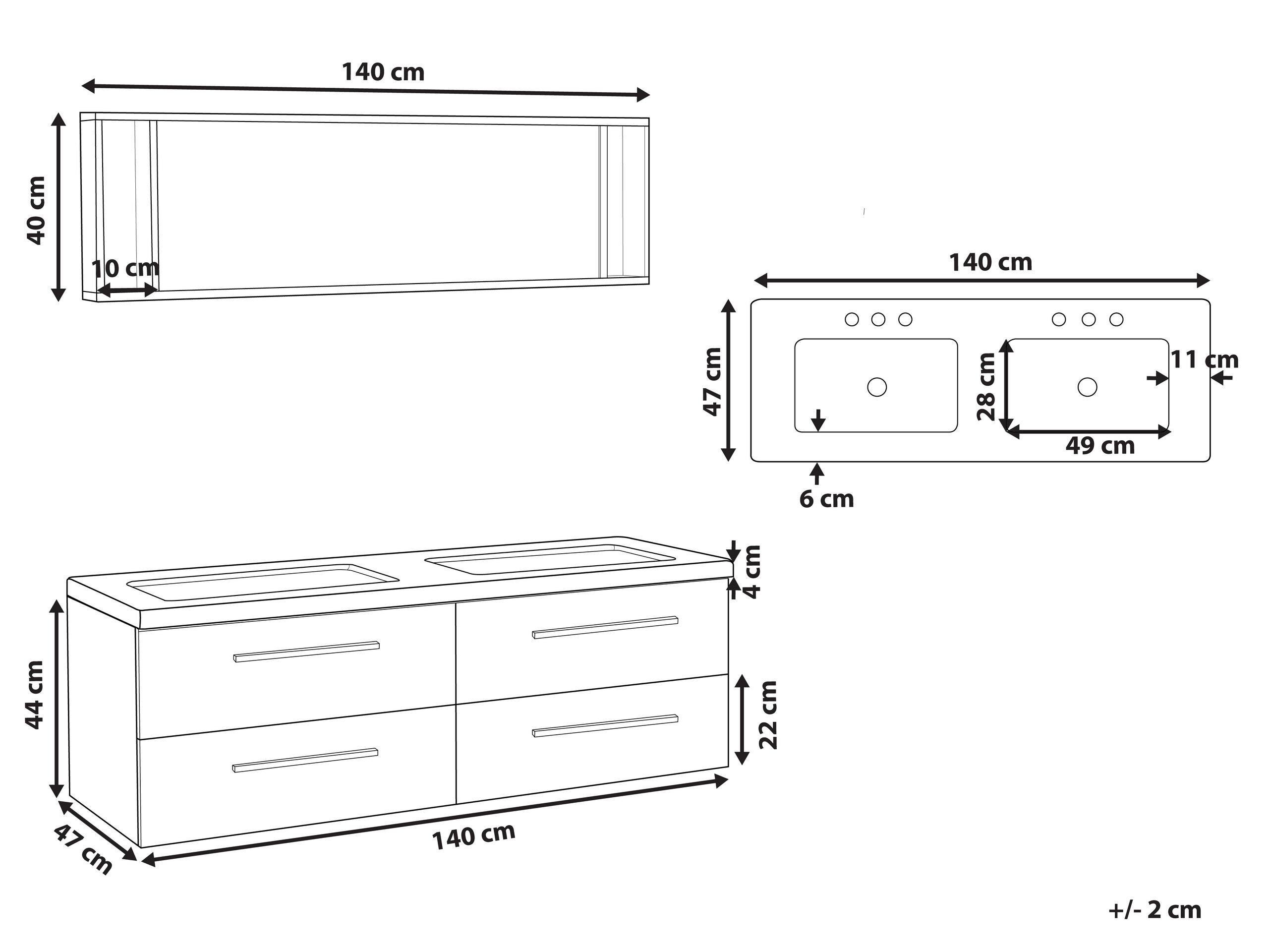 Beliani Badezimmerschrank mit Spiegel aus MDF-Platte Modern MALAGA  