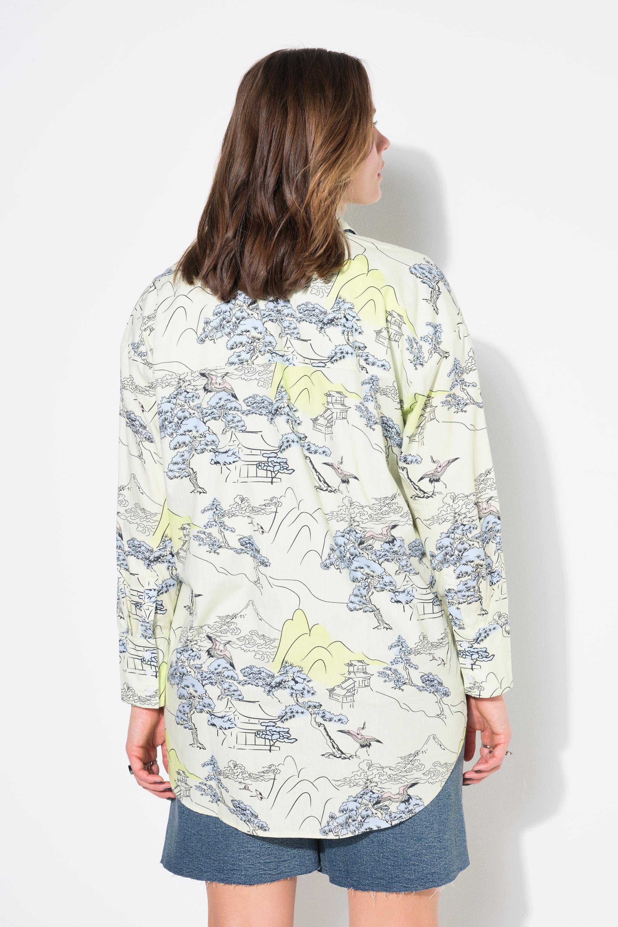Studio Untold Oversize All-Over Print Langarm Hemdbluse  