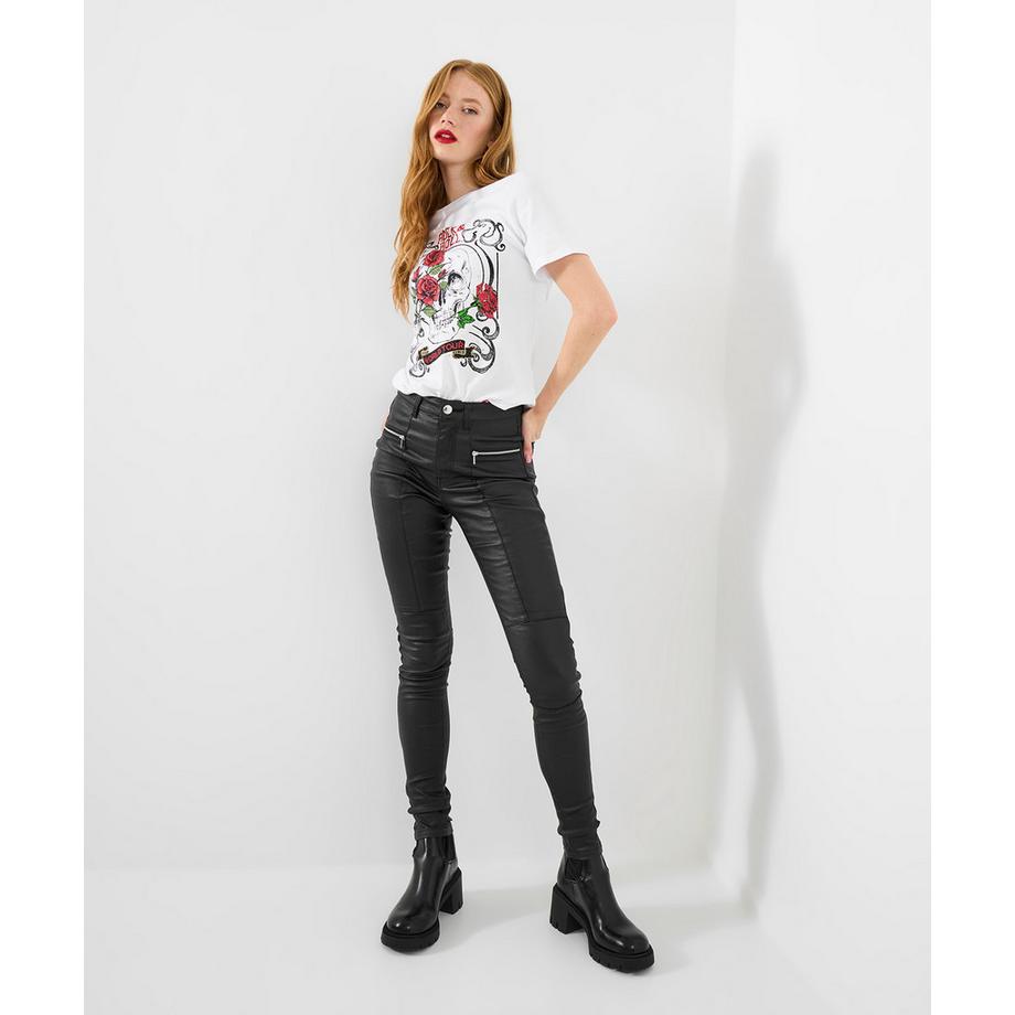 Beschichtete Skinny-Jeans im Rockstil