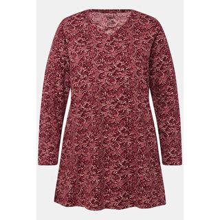 Ulla Popken  Longshirt, A-Linie, V-Ausschnitt mit Zierbändern, Langarm 