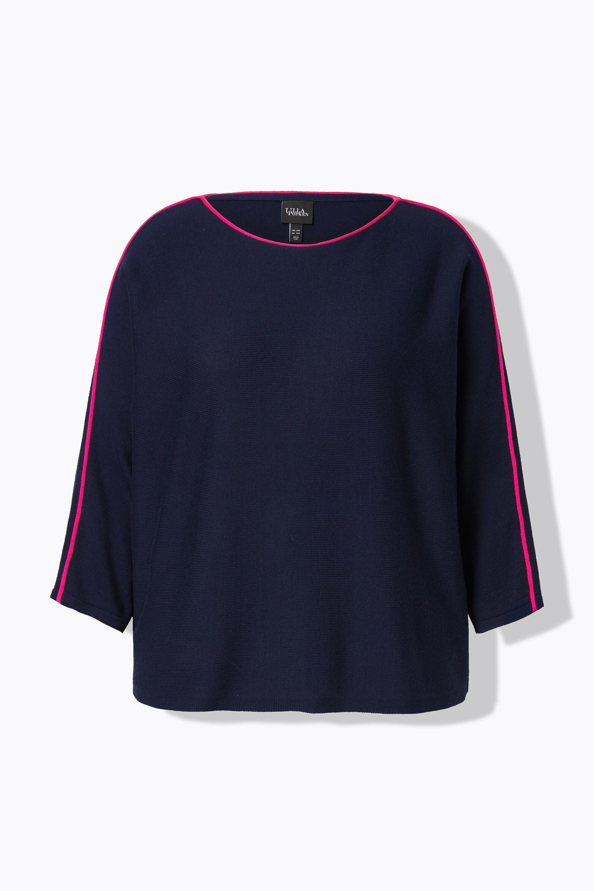 Ulla Popken Pullover Piping U-Boot-Ausschnitt 3/4-Arm  