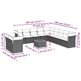 VidaXL set divano da giardino Polirattan  