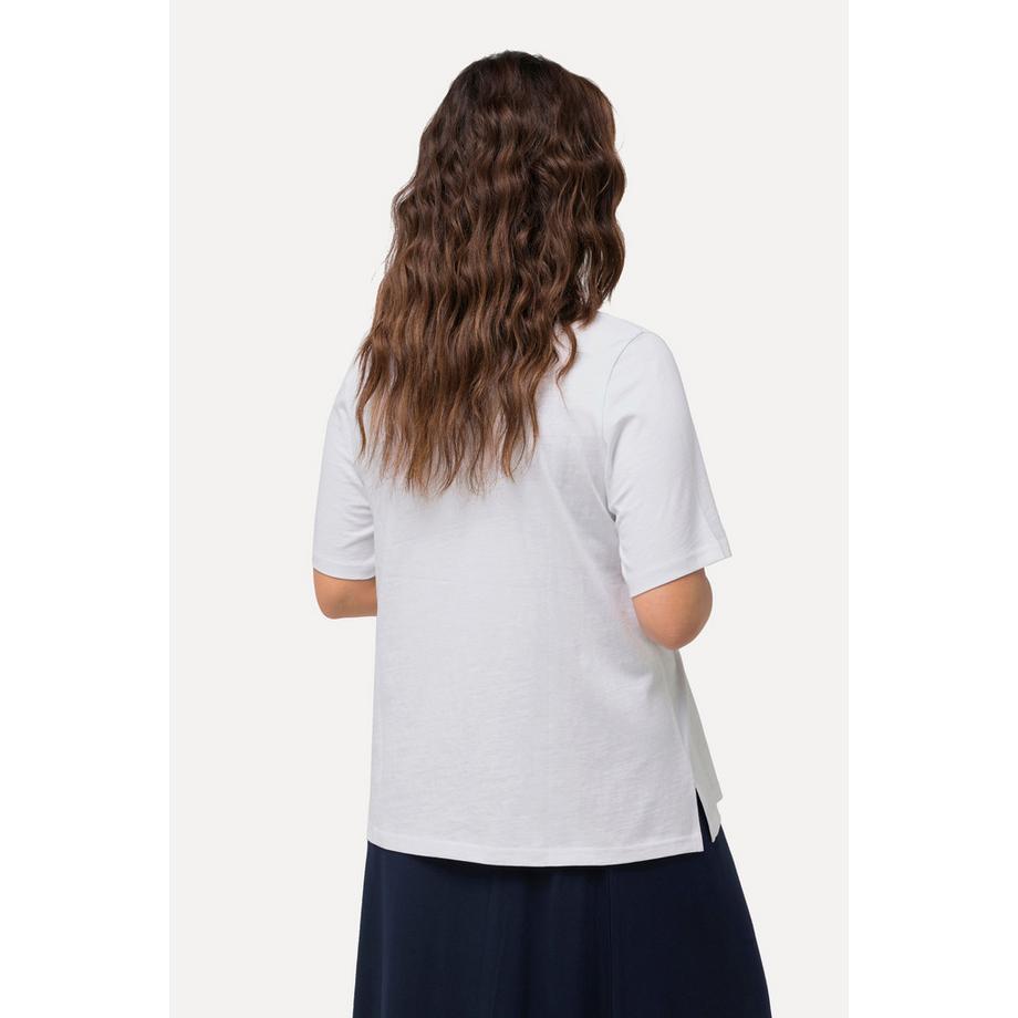 Ulla Popken T-Shirt Classic Col V Manches Courtes Motif Marin  