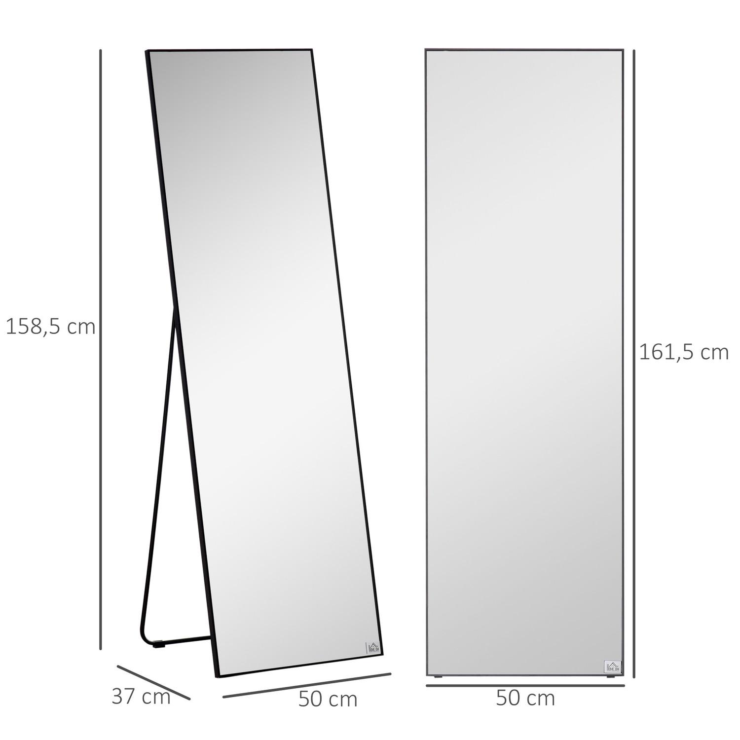 Northio  Miroir sur pied, miroir sur toute la longueur, miroir dressing avec support, cadre en aluminium, pour chambre et couloir 