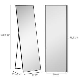 Northio  Miroir sur pied, miroir sur toute la longueur, miroir dressing avec support, cadre en aluminium, pour chambre et couloir 